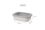 Durable 1000ml white storage bowl with airtight lid, suitable for fridge, microwave and easy stacking; perfect for meal prep.