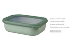 Cirqula 1000ml bowl in Nordic Sage, featuring a transparent lid, airtight seal, and stackable design for versatile food storage.