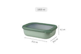 Innovative Nordic Sage food storage bowl, 1000ml, featuring airtight lid, stackable design, and transparent window for easy viewing.