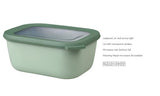Versatile 1500ml rectangular bowl in Nordic Sage, designed for food storage, microwave safe, airtight lid, and dishwasher friendly.