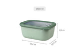 Sleek Nordic Sage Cirqula 1500ml container with transparent lid, airtight seal, stackable, microwave, freezer, and dishwasher safe.