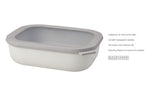 Versatile 2000ml Nordic White food storage container with airtight lid, transparent window, and stackable design by Mepal.