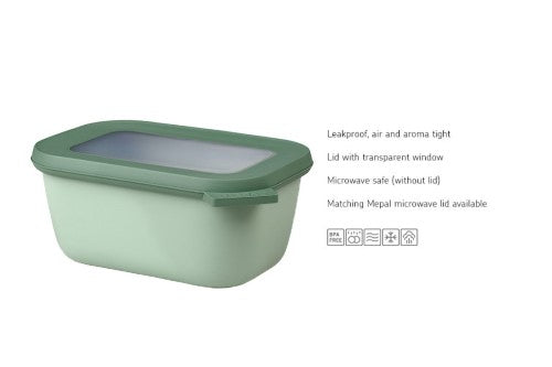 Cirqula Rectangle Large 3-Piece set in Nordic Sage with airtight lids, stackable design, and versatile for storage and serving.