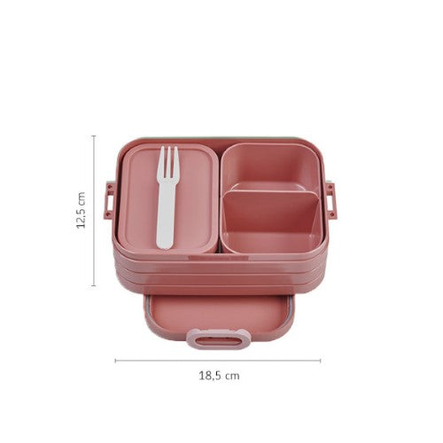 Vivid mauve Mepal Bento Box Midi with two compartments and removable tray, perfect for diverse and healthy lunches on-the-go.