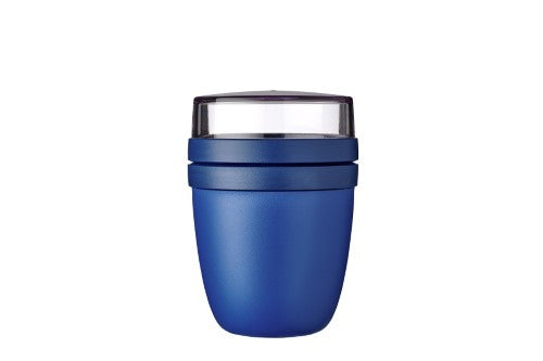 Vivid blue Lunch Pot Ellipse by Mepal with two leak-proof compartments for fresh, separated meals on the go.