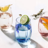 Set of 6 Linka Old Fashioned Blue 380ml glasses by Pasabahce, featuring a sleek design and vibrant blue hue for versatile use.