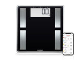 Smart body analysis scale with Bluetooth, large LCD, tracks BMI, user-friendly for up to 8 users, supports 180 kg weight.