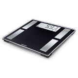 Smart scale with Bluetooth for body analysis, featuring a large LCD screen, user recognition, and precise weight measurements.