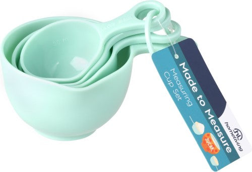 Homeliving Measuring Cup Set with 4 sizes, built-in pourer, and clear mL markings for precise, mess-free measuring.