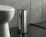 Sleek Luxe Toilet Roll Holder by Joseph Joseph, storing up to three rolls in polished stainless steel with easy-access lid.