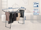 Standing dryer Pegasus 150 Solid Slim Black by Leifheit; compact, foldable with 15m drying space, ideal for small areas.