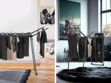 Standing dryer Pegasus 150 Solid Slim Black by Leifheit, ideal for small spaces, offering 15m drying length and foldable wings.