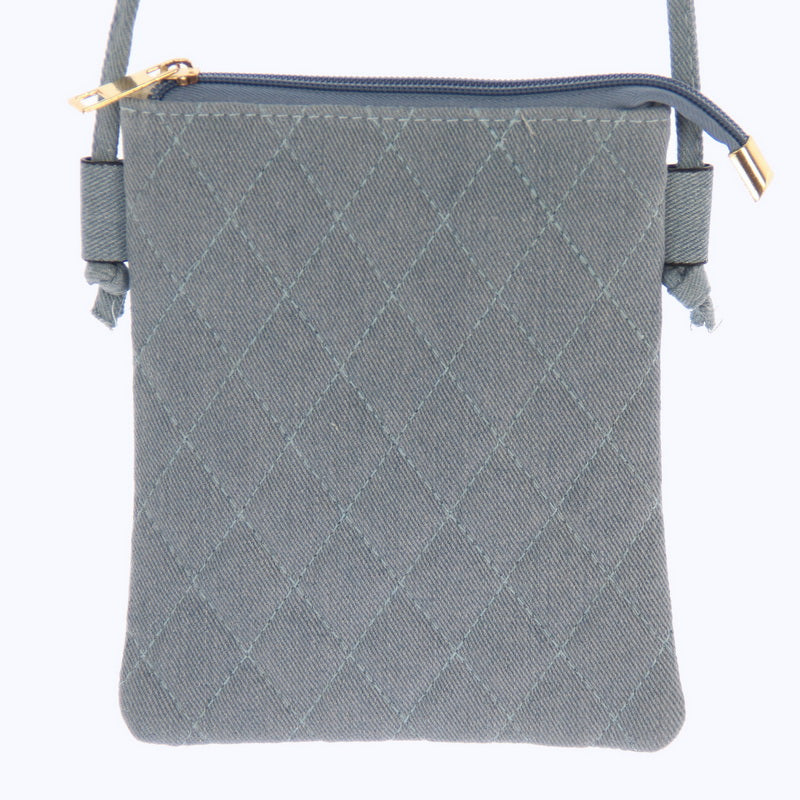 Set of 2 blue jeans material phone bags, stylish diamond design, 100% cotton, perfect for daily use and outings.