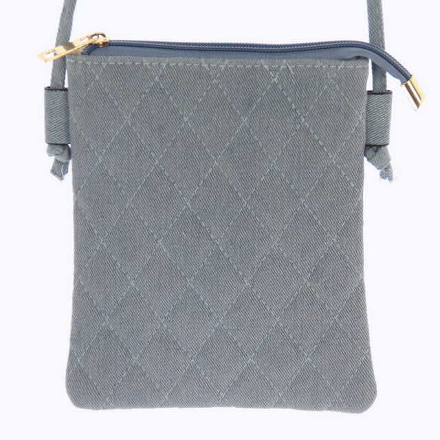 Set of 2 blue jeans material phone bags, stylish diamond design, 100% cotton, perfect for daily use and outings.