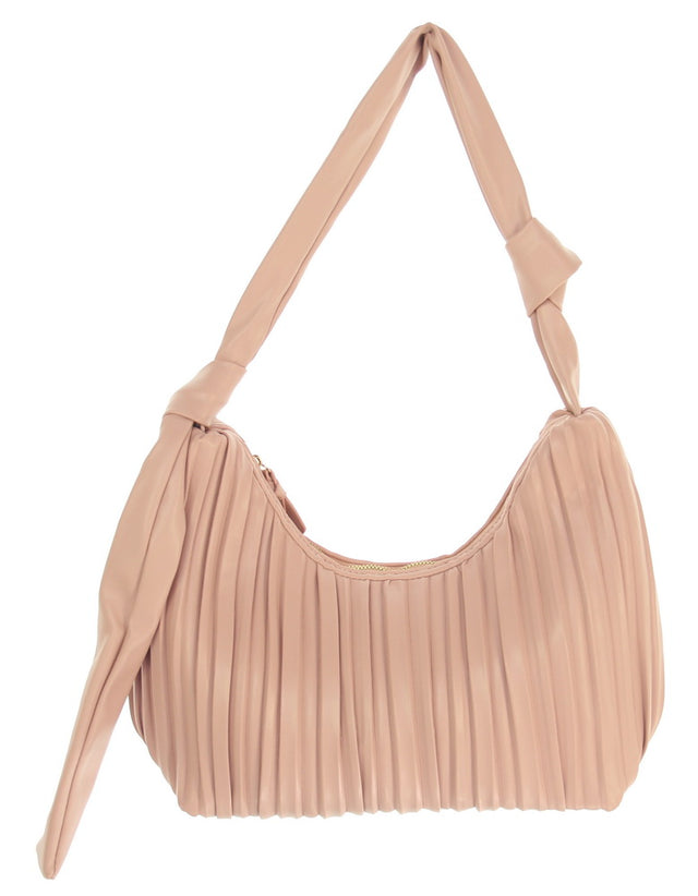 Pleats Fashion Bag in PINK with pleated design, spacious interior, and secure zipper pocket for stylish and practical use.