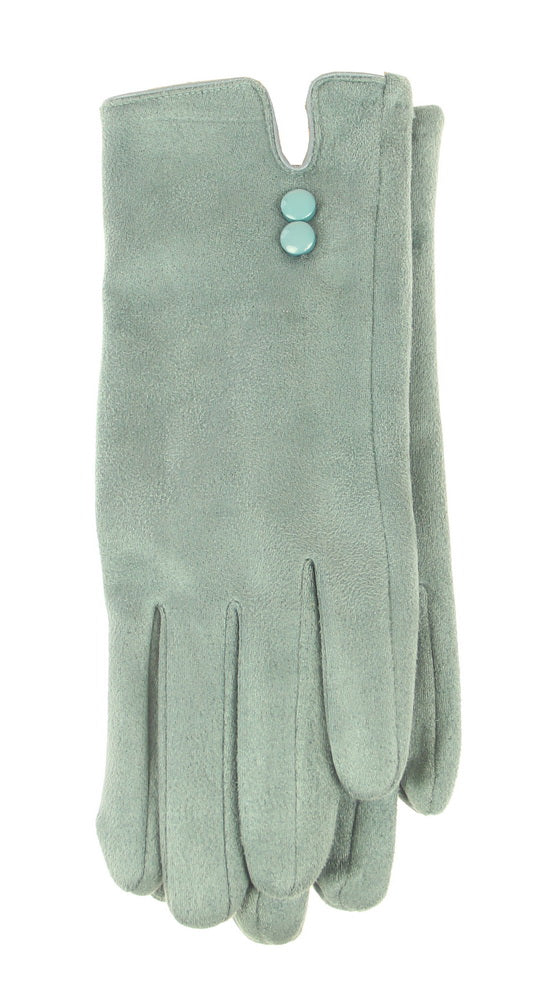 Aqua half suede fashion gloves with 2-button design, soft blend for warmth and style, set of 2 for a chic winter accessory.