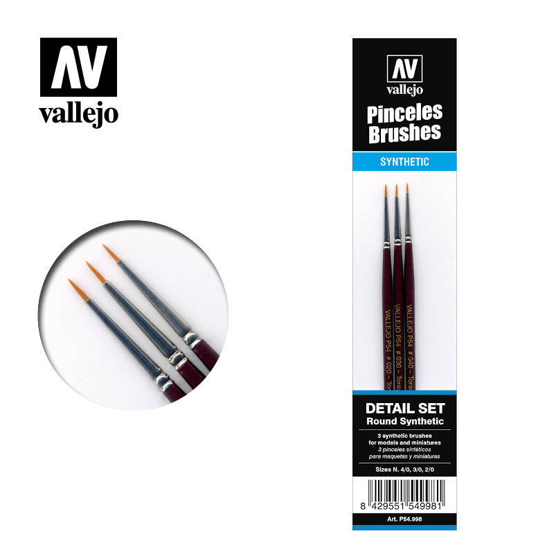 Vallejo - Brushes - Detail - Definition Set - Synthetic fibers (Sizes 4/0; 3/0
