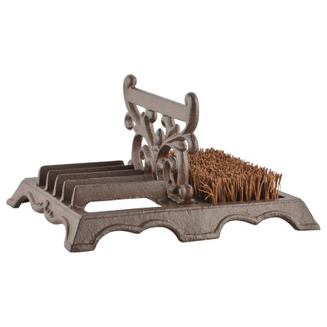 Boot brush with scraper, made of cast iron, 22 x 28 x 14cm, for effective boot cleaning and stylish entranceway decor.