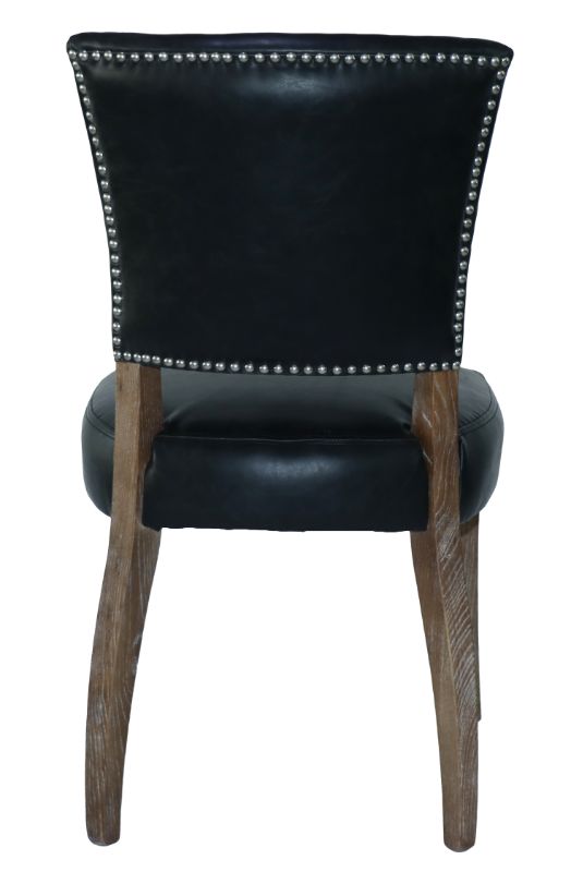 Dining Chair - DERRINGER VINTAGE EBONY PU w/ STUDS (90cm)