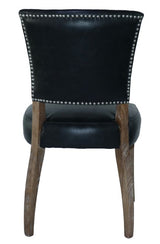 Dining Chair - DERRINGER VINTAGE EBONY PU w/ STUDS (90cm)