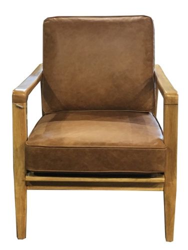 Leather Chair - Finn Chair - Columbia Brown / Oak Frame