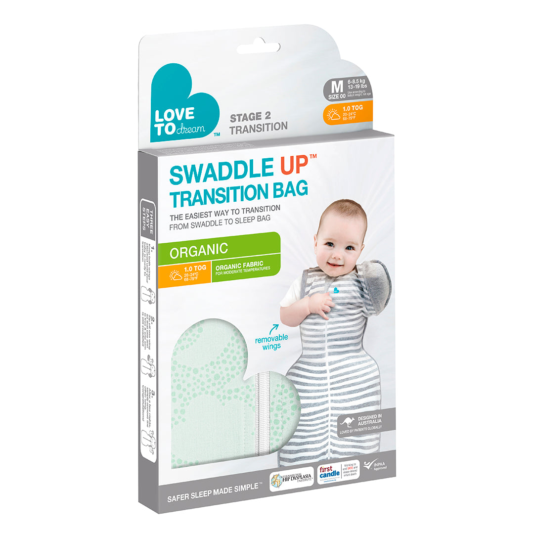 Swaddle Up™ Transition Bag Organic 1.0 TOG - Mint Celestial - Medium