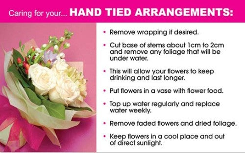 Cards - Flower Care - Pack of 50 (Hand Tied Arrangements )