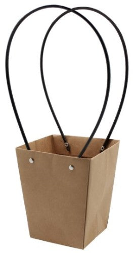 Gift Bag - Kraft Paper with PVC Tube Handle (Natural) Pack of 10
