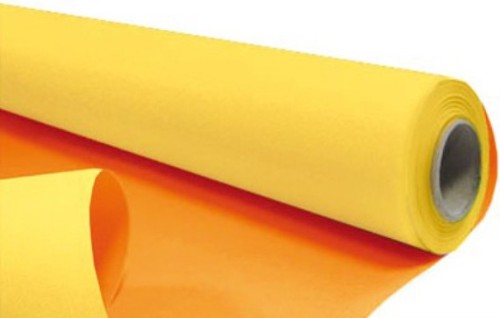 Vibrant yellow and orange gift wrap roll, 50m x 60cm, perfect for adding flair to any occasion's presents.
