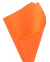 Vibrant orange Euro gift wrap sheets, 50cm x 60cm, 100 high-quality 65mic sheets for elegantly wrapping gifts.