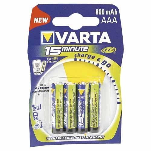 Varta Recharge NiMH Rechargeable Batteries AAA, 4 Pack