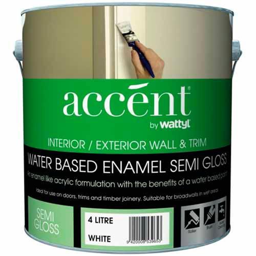 Accent Semi-Gloss Water Based Wall & Trim Paint 4L White