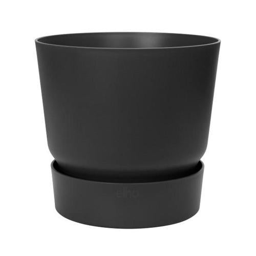 ELHO Greenville Plastic Pot With Saucer Black 20cm