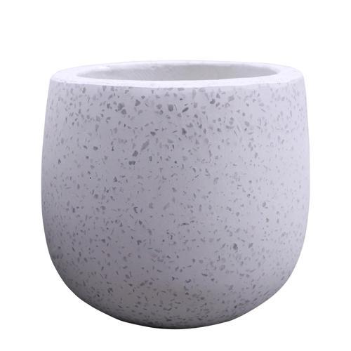 STONELEIGH & ROBERSON Tulip Round Terrazzo Pot M White