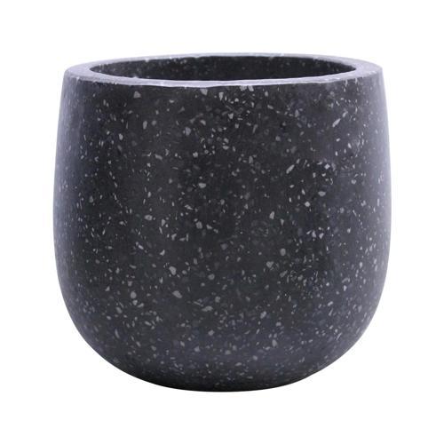 STONELEIGH & ROBERSON Tulip Round Terrazzo Pot L Black