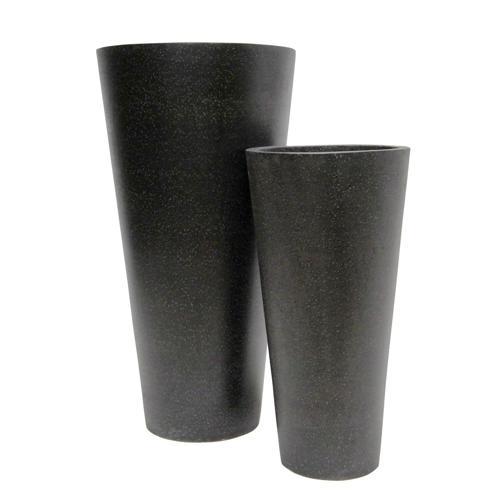 STONELEIGH & ROBERSON Tall Round Terrazzo Vase Pot M Black