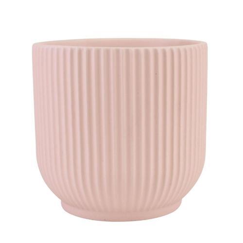 Bloom Ribbed Ceramic Maya Indoor Pot 16cm Sandy Pink