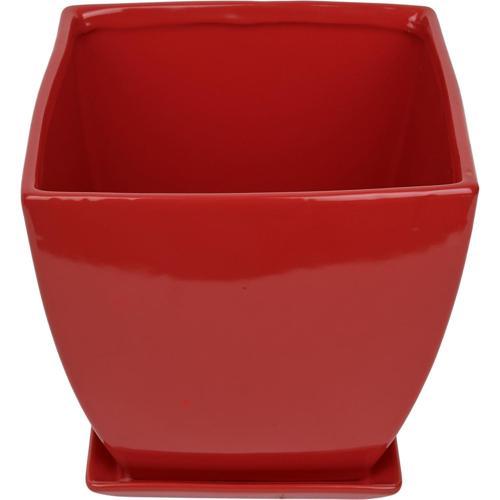 Gardeners Edge Tapered Square Pot And Saucer S Ruby Red