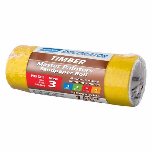 Decorator Master Painter Sand Paper 80 Grit 115mm x 1m Yellow - Norton