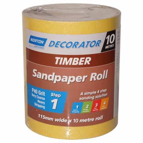 Decorator Master Painter Sand Paper 40 Grit 115mm X1 0m Yellow - Norton