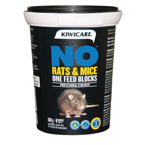 NO Rats & Mice One Feed Rodent Bait Blocks 160g - Kiwicare