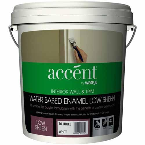 Accent Low Sheen Water Based Wall & Trim Paint 10L White