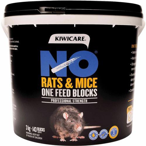 NO Rats & Mice One Feed Rodent Bait Blocks 3kg - Kiwicare