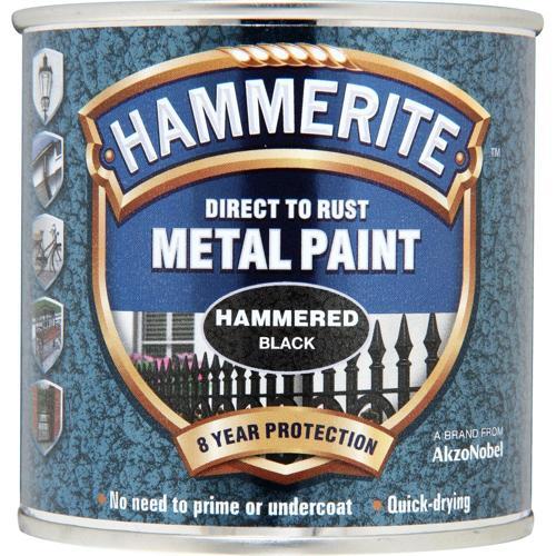 Hammerite Direct To Rust Metal Paint 250ml Hammered Black