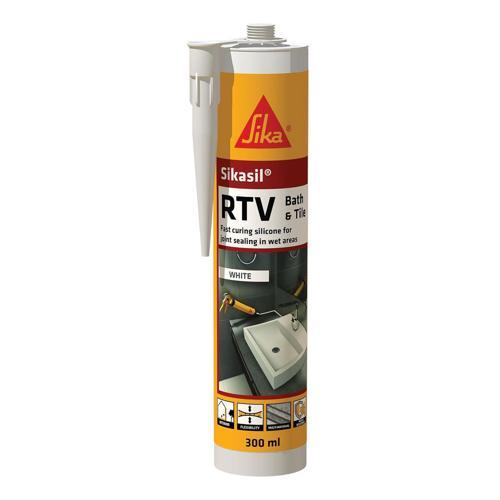 Sikasil RTV Fast Curing Bath, Tile Sealant Acetic Cure Silicone 300ml White