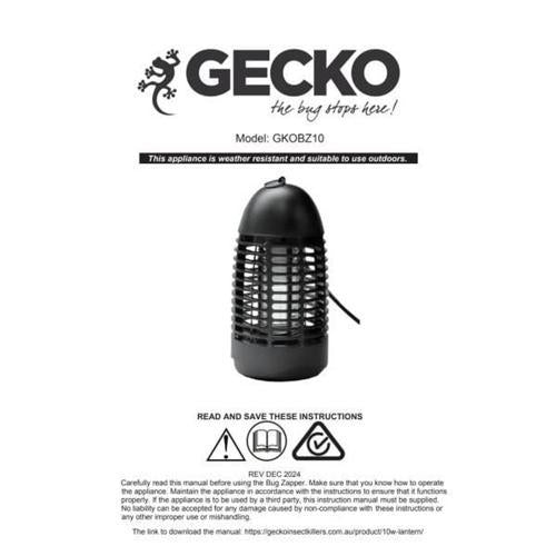 Bug Zapper 10W Black - Gecko