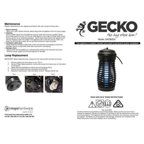 Bug Zapper 20W Black - Gecko