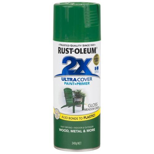 2X Gloss Paint & Primer 340g Meadow Green - Rust-Oleum