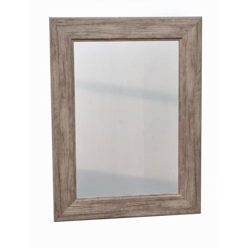 Framed Mirror 645 x 485mm Distressed Timber Effect - Trendy Mirrors