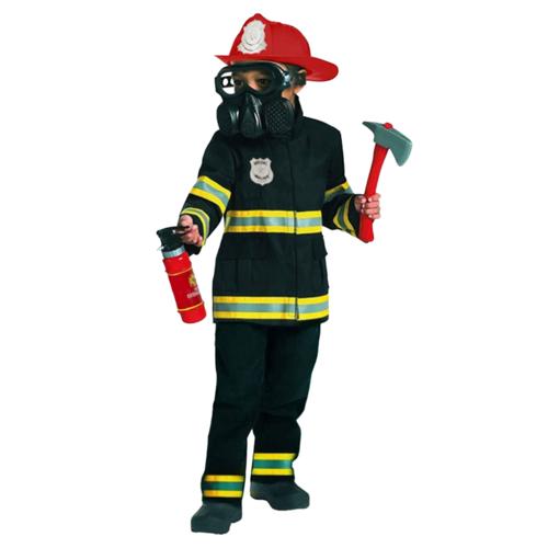 Costume Fireman Black Child's 4-6 Years